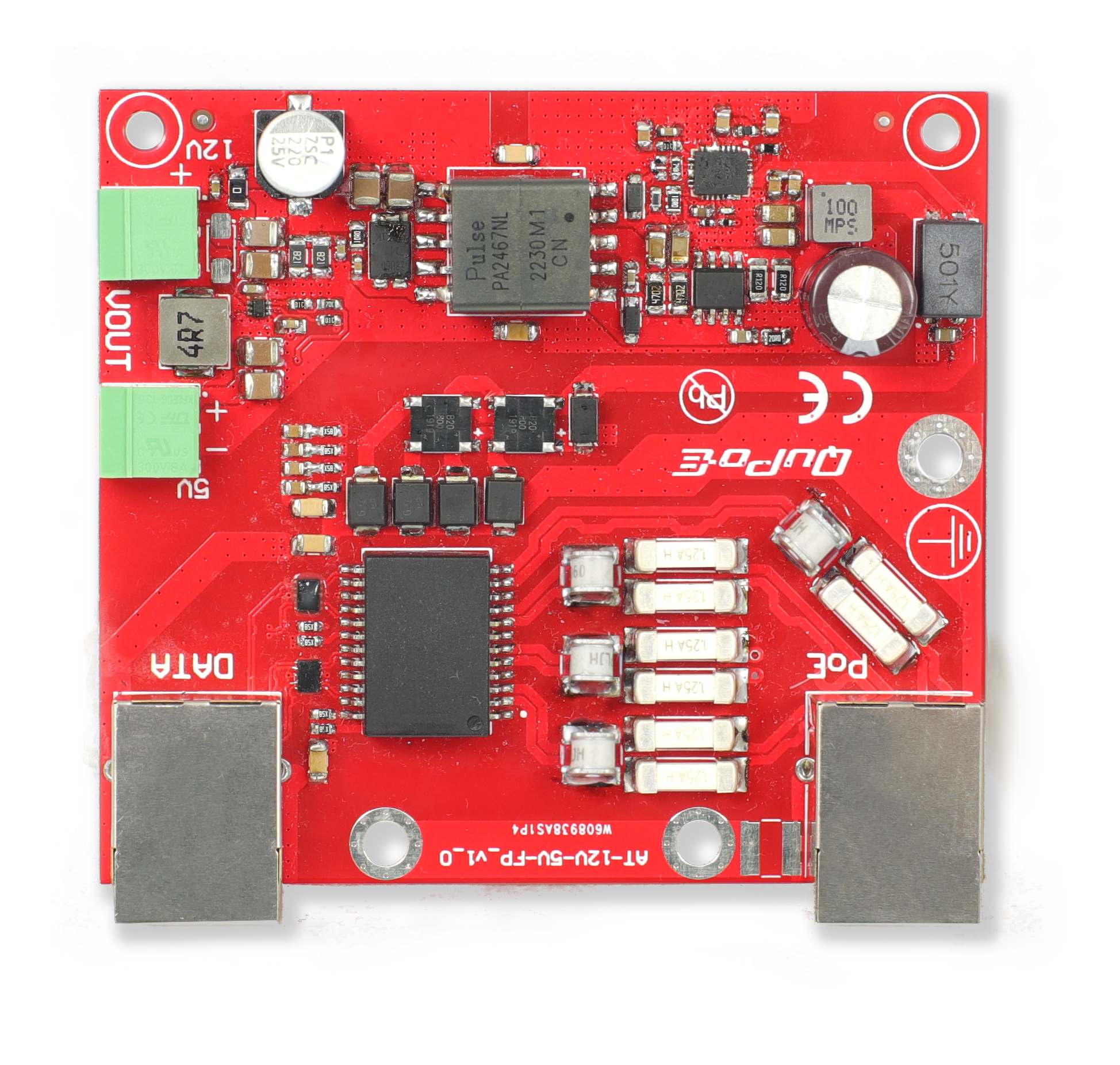 QuPoE AT-12V-5V-FP - 802.3at Splitter & Lightning arrester