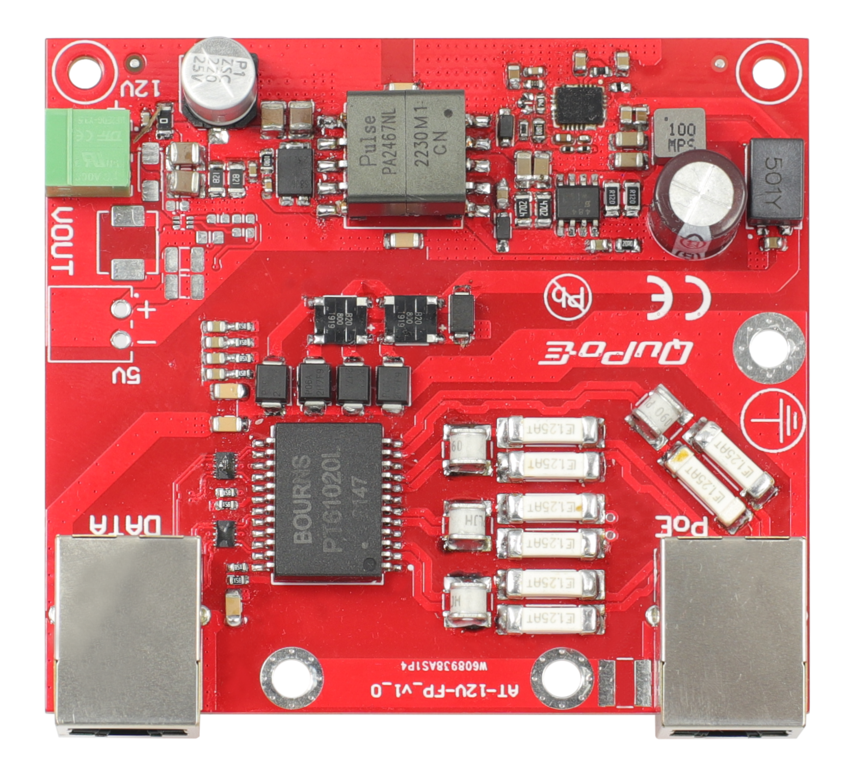 QuPoE AT-12V-FP - 802.3at Splitter & Lightning arrester