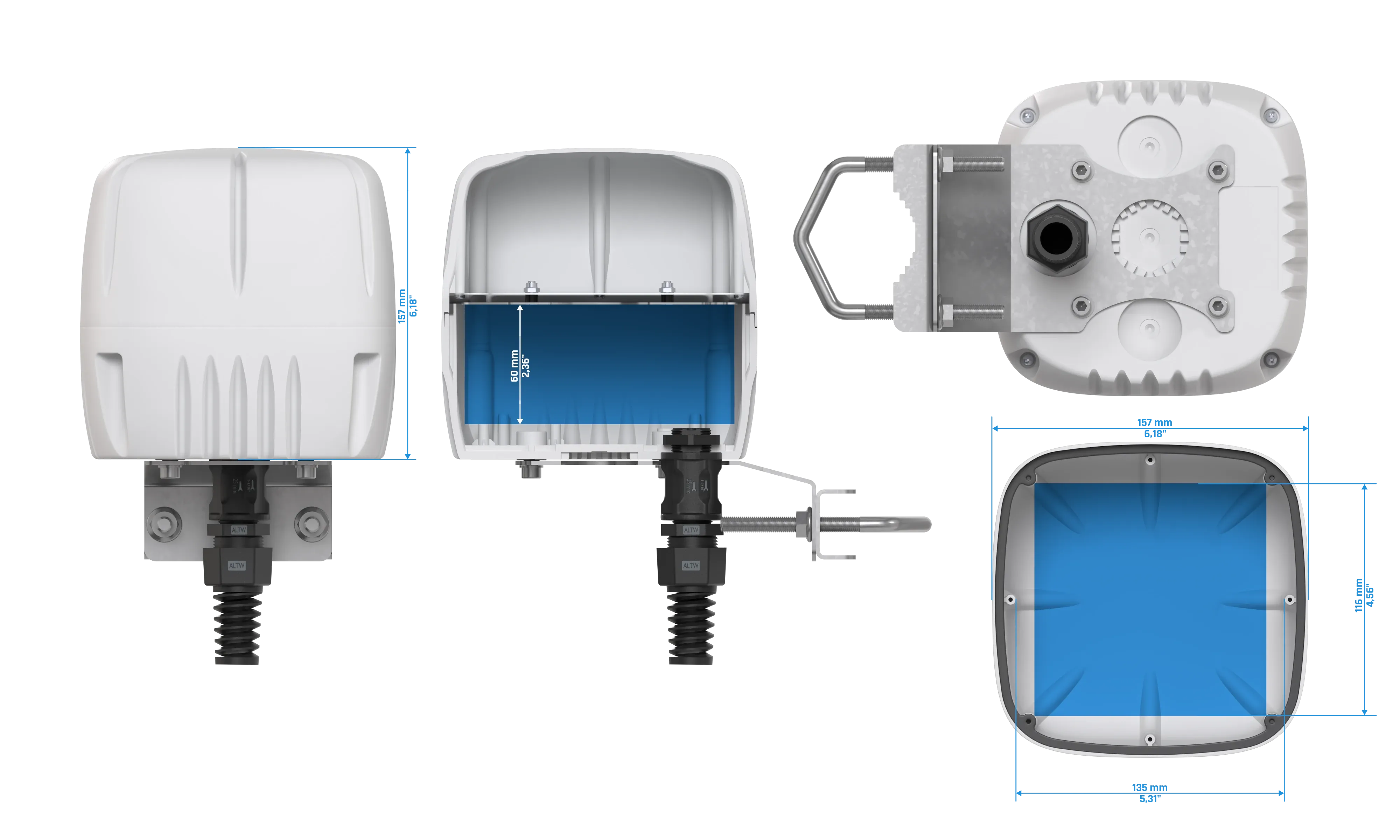 Dimensions of QuCube 5G/LTE MIMO 4x4 + GPS QuCube 5G/LTE MIMO 4x4 + GPS