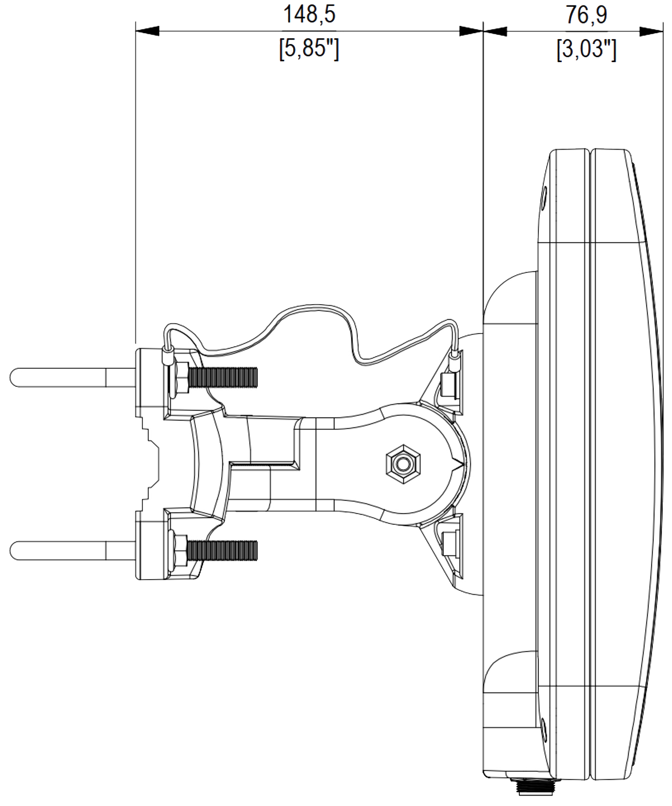 Dimensions of QuCam for Teltonika RUT950 QuCam for Teltonika RUT950