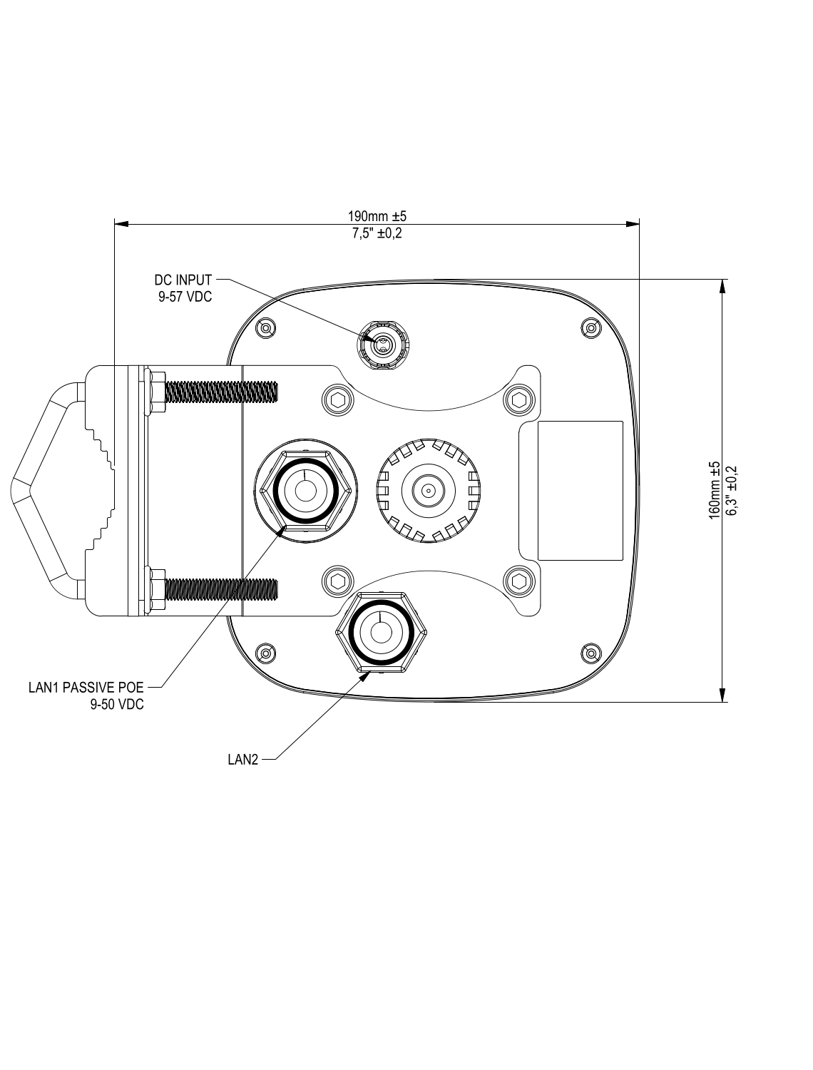 Dimensions of QuSpot for Teltonika RUTX50 2xRJ45 QuPS2 QuSpot for Teltonika RUTX50 2xRJ45 QuPS2
